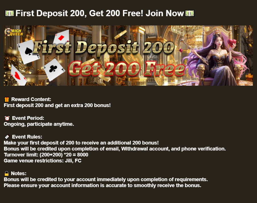 First Deposit Bonus Details